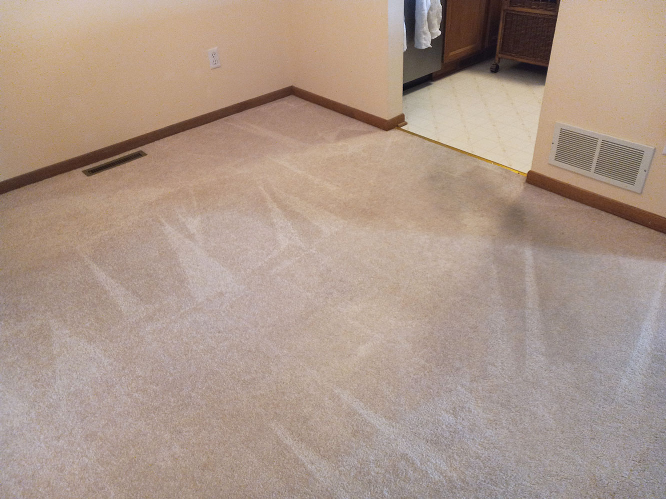 Dining Room, After: Carpet with Heavy Traffic Stains