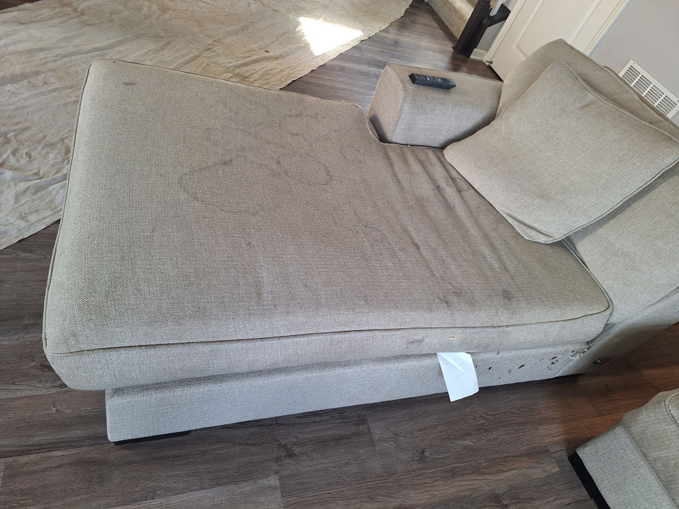 Successful upholstery cleaning for a heavily soiled sofa sectional